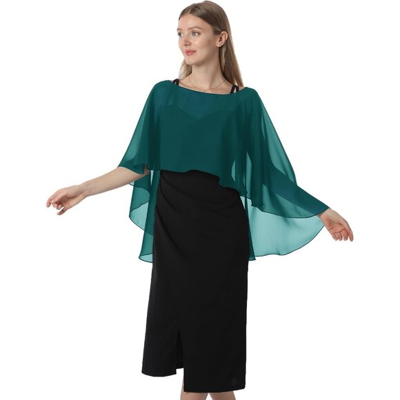 Women's Chiffon Capelet Shawl Wrap Elegant Cover Up for Evening Dress - Picture 1 of 4
